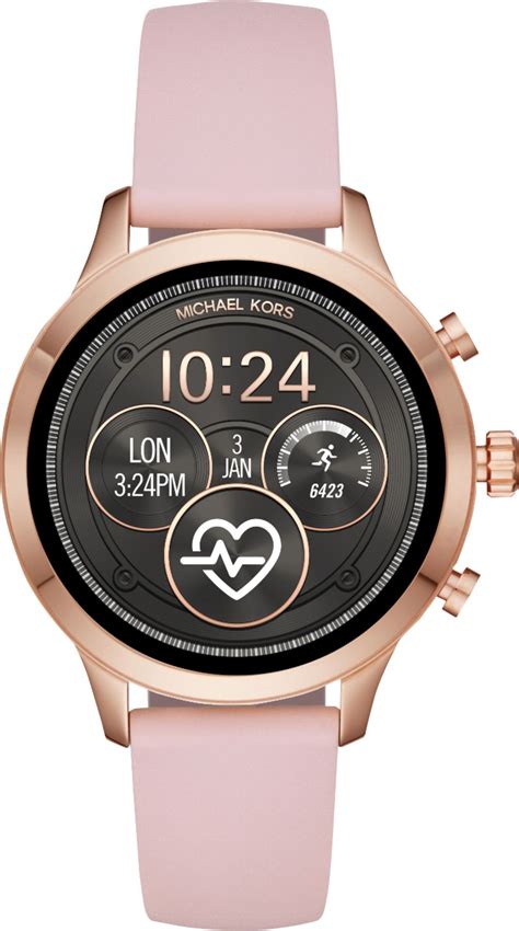 michael kors women's access runway stainless steel silicone smartwatch|mk runway smartwatch.